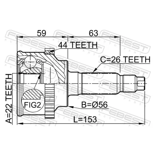 Sada kĺbov hnacieho hriadeľa 0510-009A44 /FEBEST/ - obr. 1