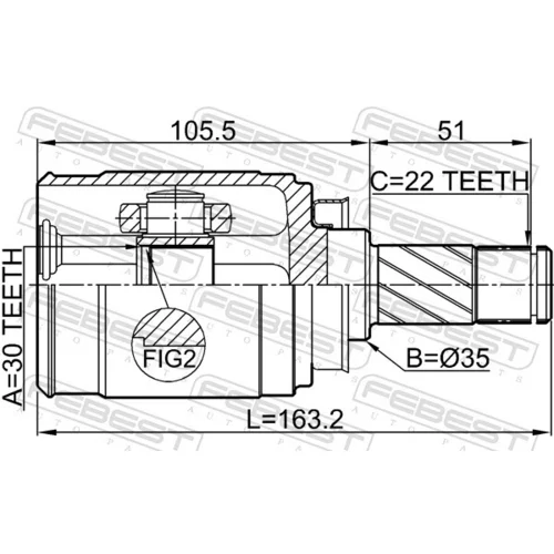 Sada kĺbov hnacieho hriadeľa 1011-T300RH /FEBEST/ - obr. 1