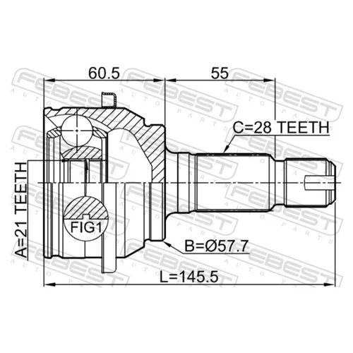 Sada kĺbov hnacieho hriadeľa 2910-FLIR /FEBEST/ - obr. 1