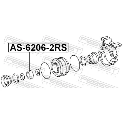 Stredové ložisko kĺbového hriadeľa AS-6206-2RS /FEBEST/ - obr. 1