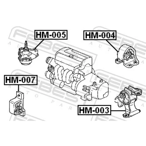 Uloženie motora HM-004 /FEBEST/ - obr. 1