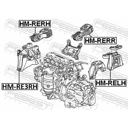Uloženie motora HM-RE3RH /FEBEST/ - obr. 1