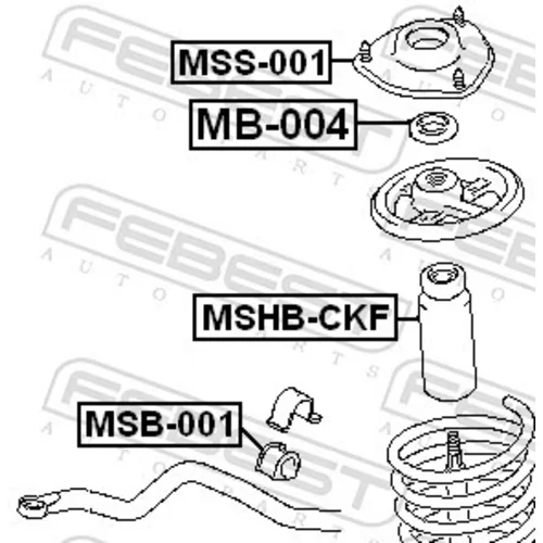 Uloženie priečneho stabilizátora MSB-001 /FEBEST/ - obr. 1