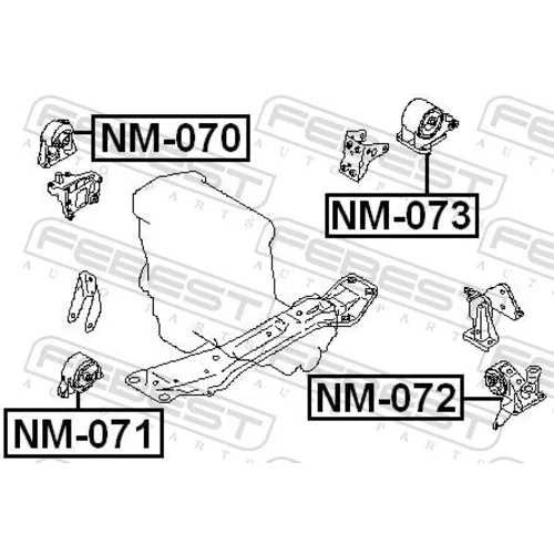 Uloženie motora NM-070 /FEBEST/ - obr. 1