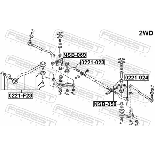 Objímka, páka riadenia NSB-058 /FEBEST/ - obr. 1