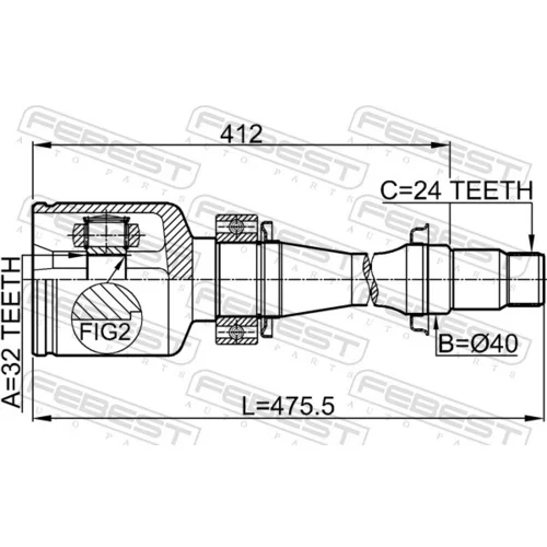 Sada kĺbov hnacieho hriadeľa 0111-CDT220RH /FEBEST/ - obr. 1
