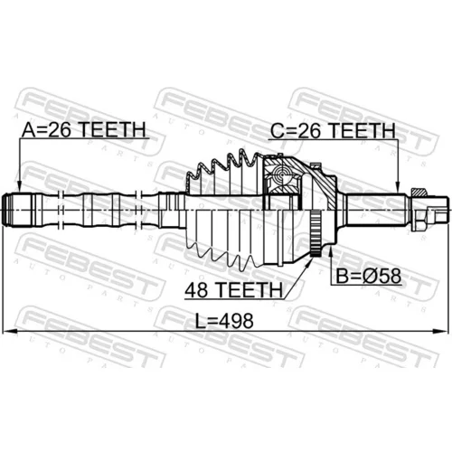 Sada kĺbov hnacieho hriadeľa 0114-AZT251A48LH /FEBEST/ - obr. 1