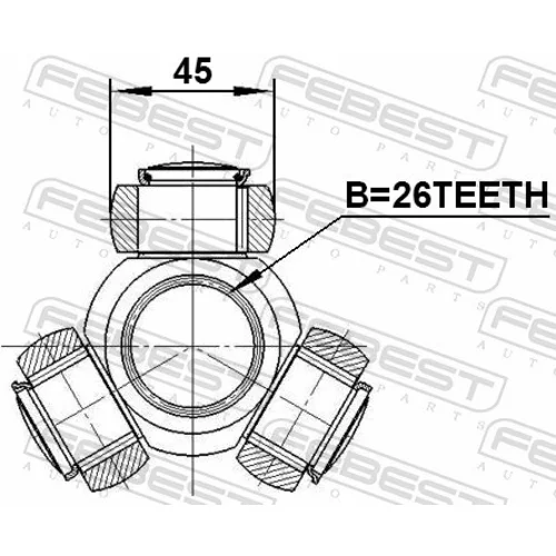 Trojkríž hnacieho hriadeľa 0116-AGV10 /FEBEST/ - obr. 1