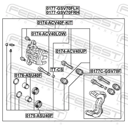 Vodiaci čap brzdového strmeňa 0174-ACV40F-KIT /FEBEST/ - obr. 1