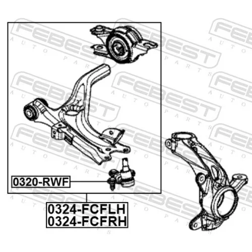 Zvislý/nosný čap 0320-RWF /FEBEST/ - obr. 1