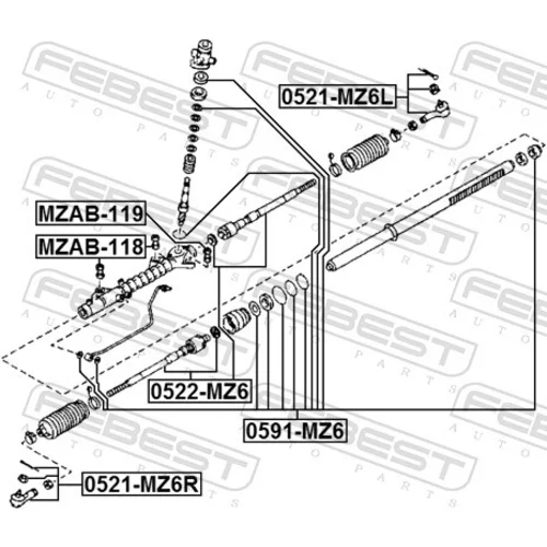 Hlava/čap spojovacej tyče riadenia 0521-MZ6L /FEBEST/ - obr. 1