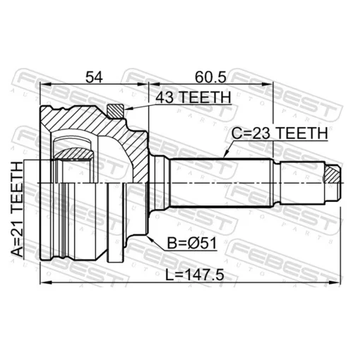 Sada kĺbov hnacieho hriadeľa 1510-002A43 /FEBEST/ - obr. 1