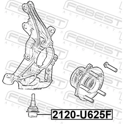 Zvislý/nosný čap 2120-U625F /FEBEST/ - obr. 1