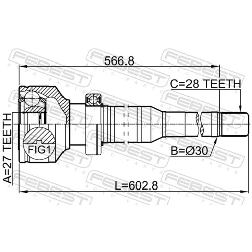 Sada kĺbov hnacieho hriadeľa 2711-XC60RH /FEBEST/ - obr. 1