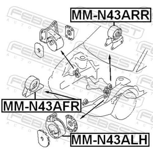 Uloženie motora MM-N43ARR /FEBEST/ - obr. 1