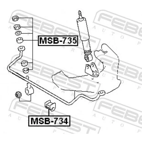 Uloženie priečneho stabilizátora MSB-734 /FEBEST/ - obr. 1