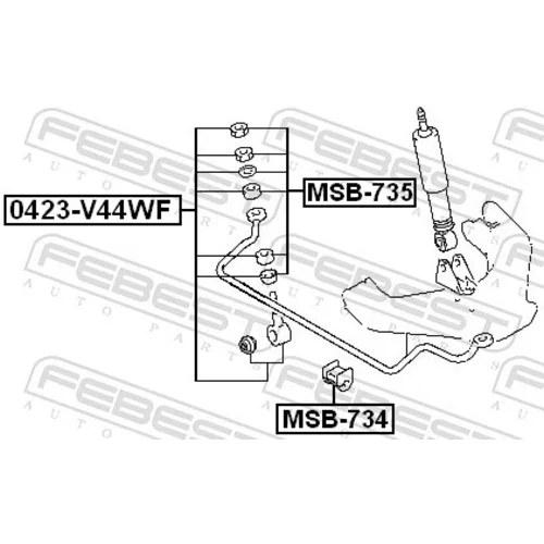 Montážna sada, Tiahlo/Vzpera stabilizátora MSB-735 /FEBEST/ - obr. 1