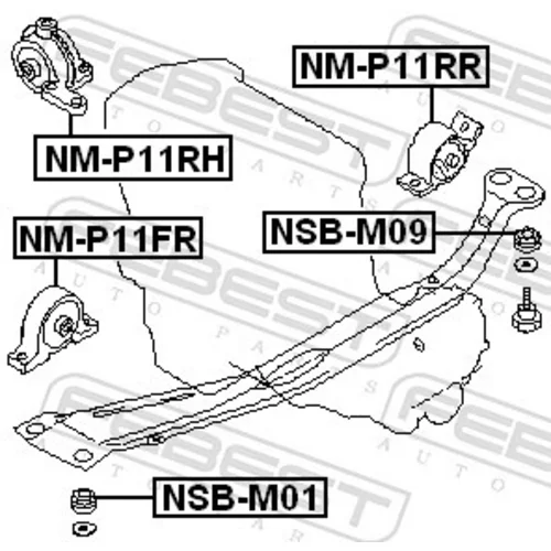 Uloženie motora NM-P11RR /FEBEST/ - obr. 1