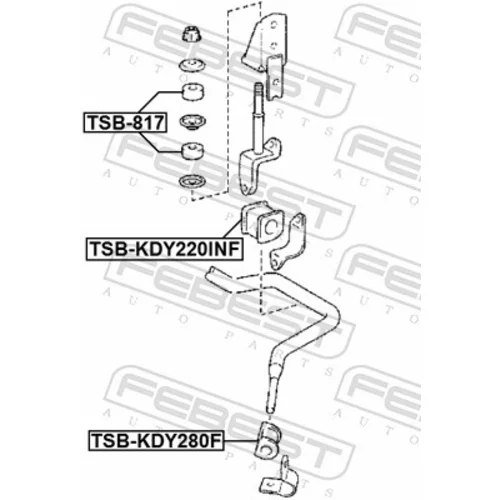 Uloženie priečneho stabilizátora TSB-KDY220INF /FEBEST/ - obr. 1