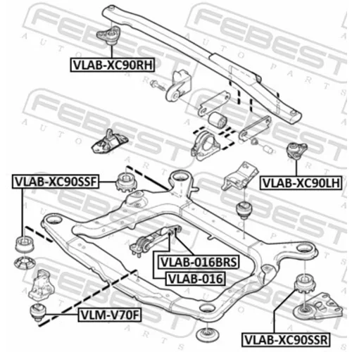 Uloženie motora VLM-V70F /FEBEST/ - obr. 1