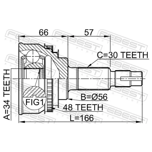 Sada kĺbov hnacieho hriadeľa 0110-028A48 /FEBEST/ - obr. 1