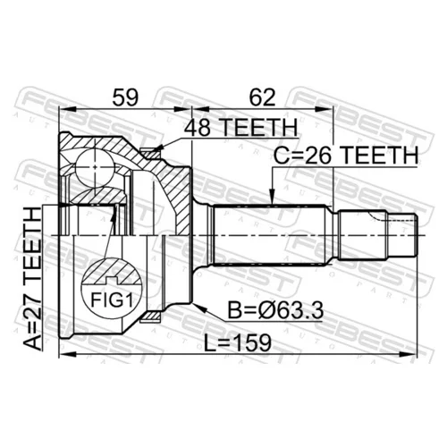 Sada kĺbov hnacieho hriadeľa 0110-061A48 /FEBEST/ - obr. 1