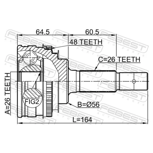 Sada kĺbov hnacieho hriadeľa 0110-MCU10A48R /FEBEST/ - obr. 1