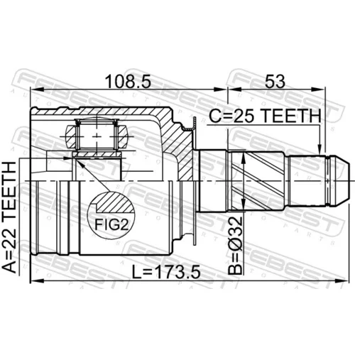 Sada kĺbov hnacieho hriadeľa 0211-FX35RH /FEBEST/ - obr. 1