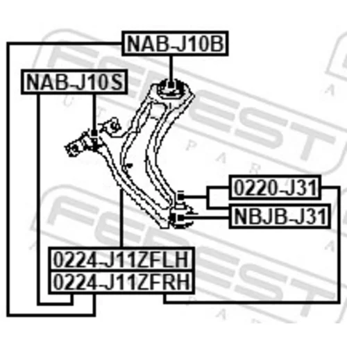 Rameno zavesenia kolies 0224-J11ZFRH /FEBEST/ - obr. 1