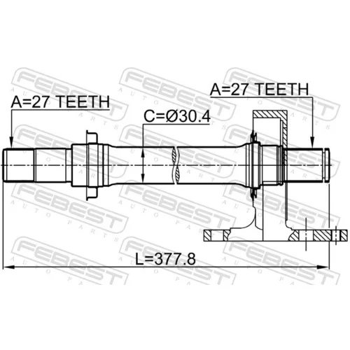 Hnací hriadeľ 0312-CRVATRH /FEBEST/ - obr. 1