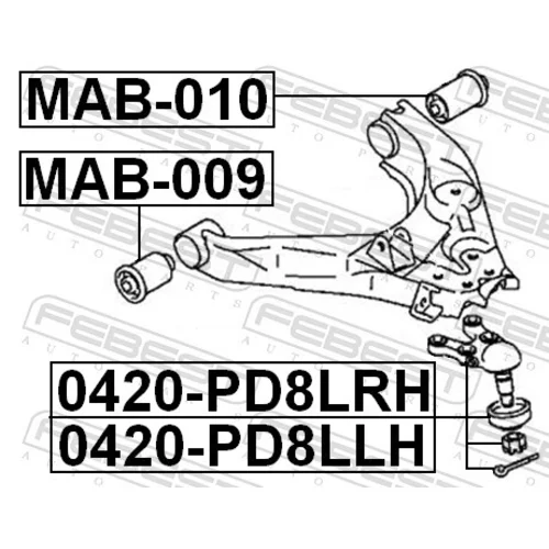 Zvislý/nosný čap 0420-PD8LRH /FEBEST/ - obr. 1