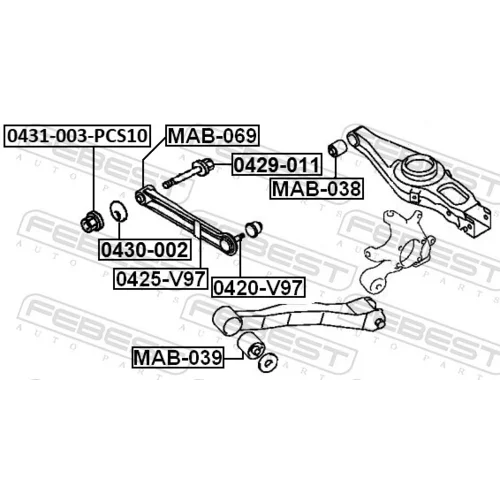 Skrutka pre nastavenie odklonu kolesa 0431-003-PCS10 /FEBEST/ - obr. 1