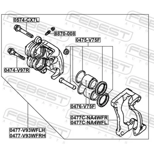 Brzdový strmeň 0477-V93WFRH /FEBEST/ - obr. 1
