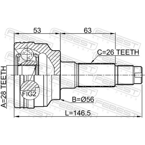Sada kĺbov hnacieho hriadeľa 0510-323BJ /FEBEST/ - obr. 1