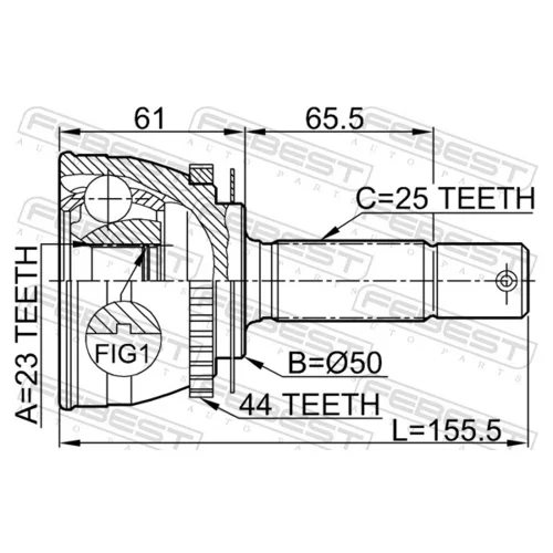 Sada kĺbov hnacieho hriadeľa 1210-002A44 /FEBEST/ - obr. 1
