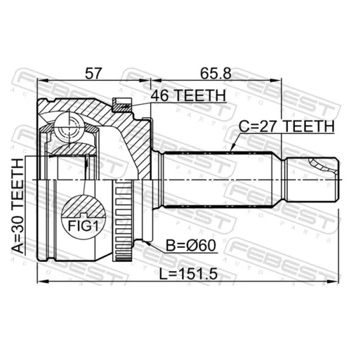 Sada kĺbov hnacieho hriadeľa 1210-SD11A46 /FEBEST/ - obr. 1