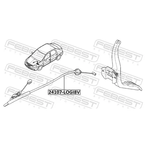 Plynové lanko 24107-LOGI8V /FEBEST/ - obr. 1
