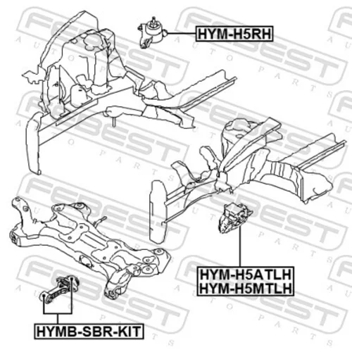 Uloženie motora HYM-H5RH /FEBEST/ - obr. 1