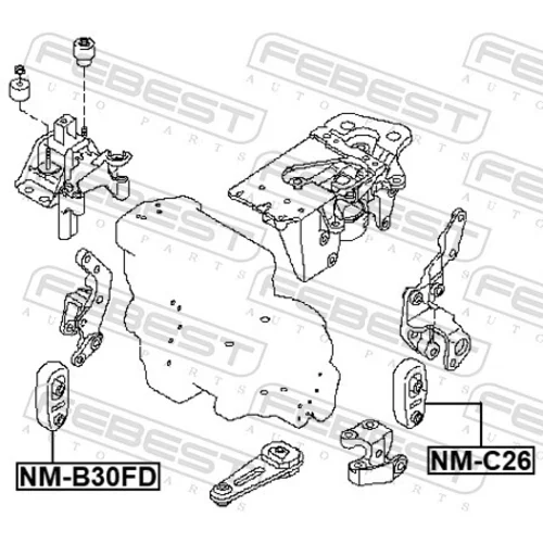 Uloženie motora NM-B30FD /FEBEST/ - obr. 1