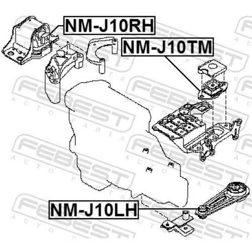 Uloženie motora NM-J10RH /FEBEST/ - obr. 1