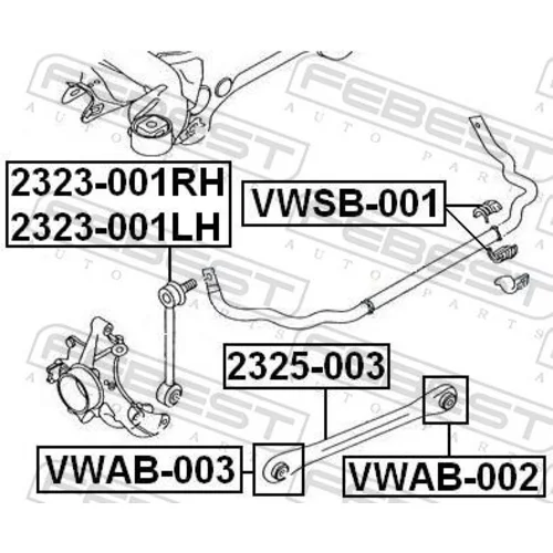 Uloženie priečneho stabilizátora VWSB-001 /FEBEST/ - obr. 1