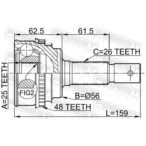 Sada kĺbov hnacieho hriadeľa 0110-005A48 /FEBEST/ - obr. 1