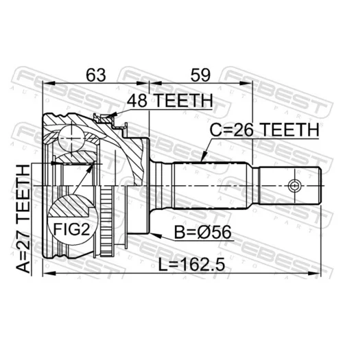 Sada kĺbov hnacieho hriadeľa 0110-012A48 /FEBEST/ - obr. 1