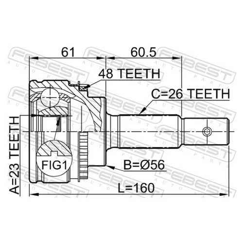 Sada kĺbov hnacieho hriadeľa 0110-051A48 /FEBEST/ - obr. 1