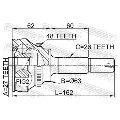 Sada kĺbov hnacieho hriadeľa 0110-072A48 /FEBEST/ - obr. 1