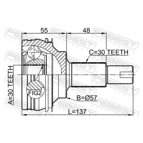 Sada kĺbov hnacieho hriadeľa 0110-GRX125 /FEBEST/ - obr. 1