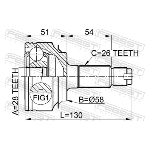 Sada kĺbov hnacieho hriadeľa 0310-FDAT /FEBEST/ - obr. 1