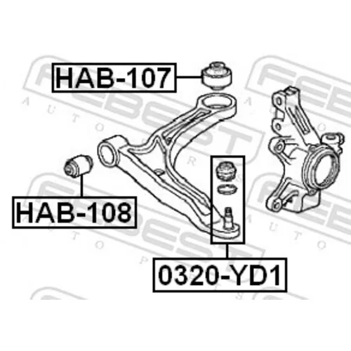 Zvislý/nosný čap 0320-YD1 /FEBEST/ - obr. 1