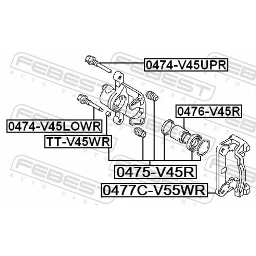 Sada držiakov brzd. strmeňov 0477C-V55WR /FEBEST/ - obr. 1