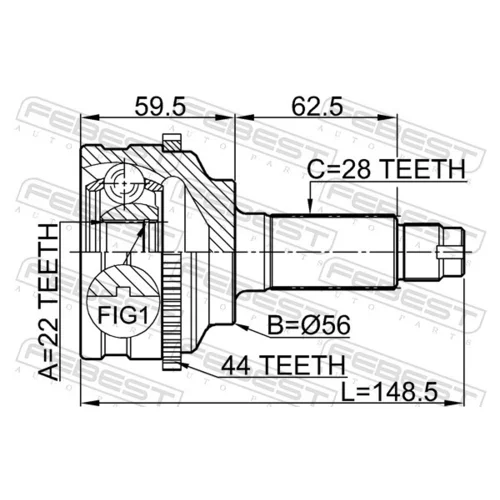 Sada kĺbov hnacieho hriadeľa 0510-038A44 /FEBEST/ - obr. 1
